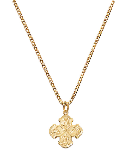 Baby 4-Way Medal Necklace - Gold on Sterling
