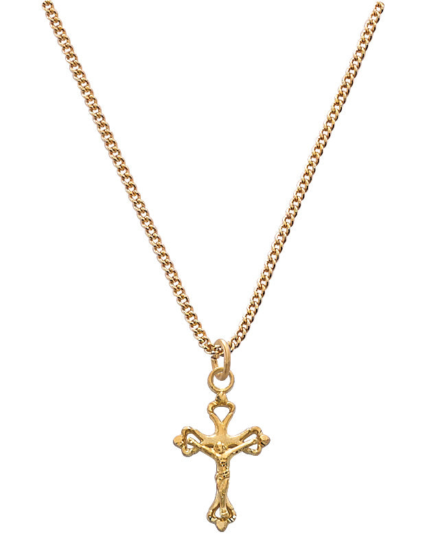 Baby Decorative Crucifix Necklace - Gold on Sterling