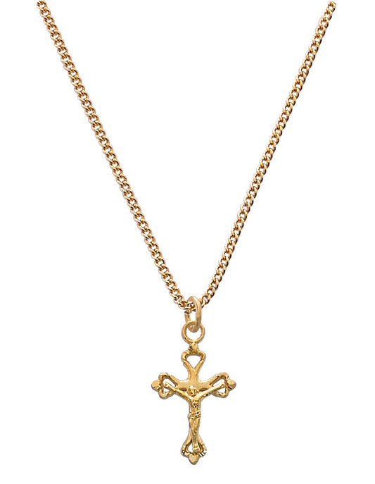 Baby Decorative Crucifix Necklace - Gold on Sterling