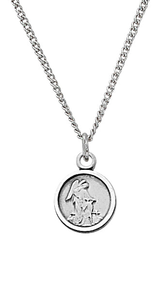 Sterling Silver Child's Guardian Angel Medal on 13" Chain