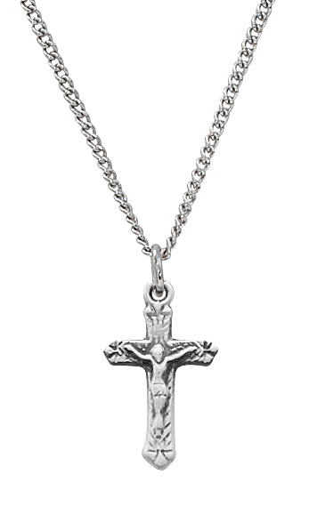 Baby Etched Crucifix Necklace - Sterling Silver