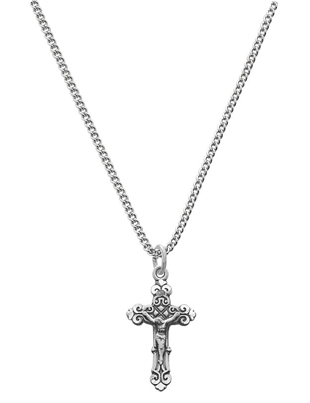 Baby Intricate Crucifix Necklace - Sterling Silver