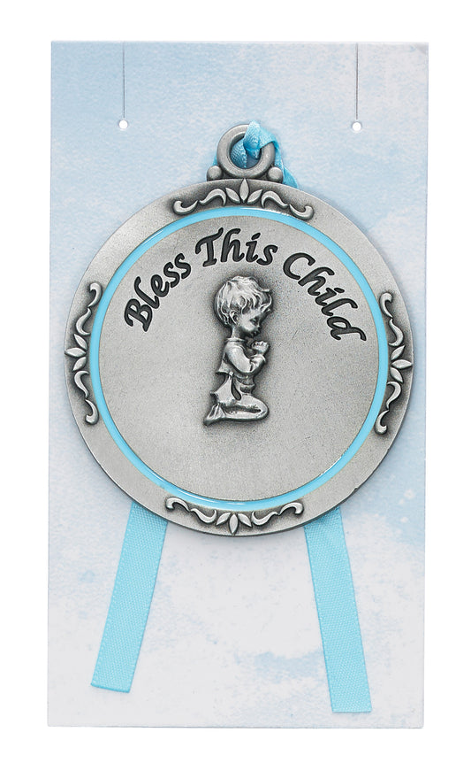Bless This Child Boys Crib Medal - Carded