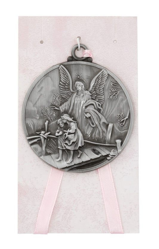 Guardian Angel Girls Crib Medal - Carded