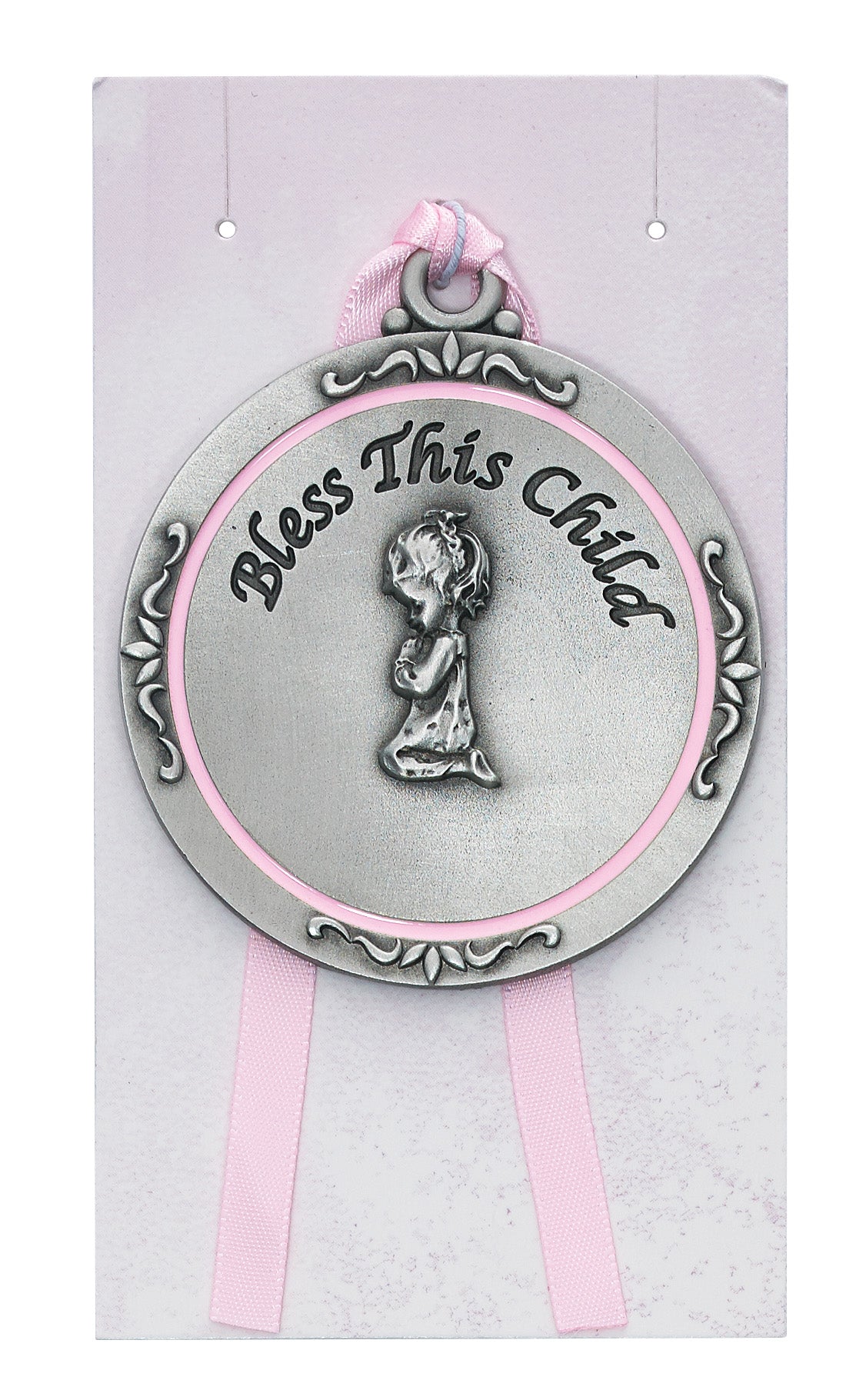 Bless This Child Girls Crib Medal - Carded