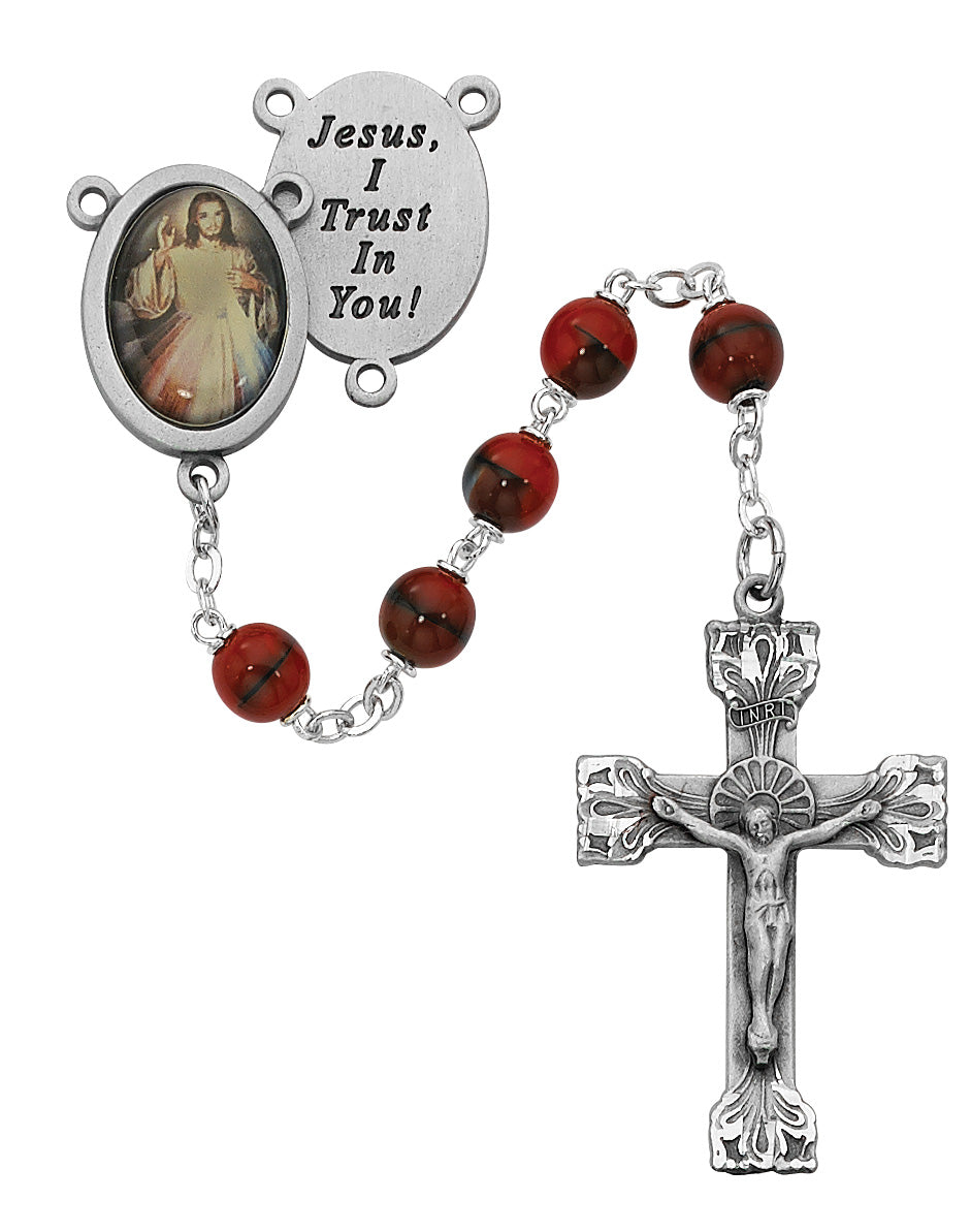 Red and Black Divine Mercy Rosary  (R254DF)