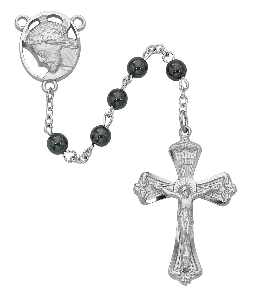 Hematite Ecce Homo Rosary