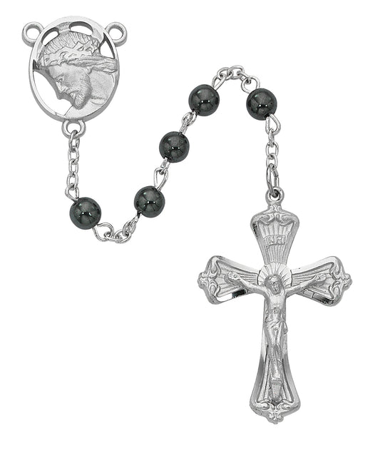 Hematite Ecce Homo Rosary
