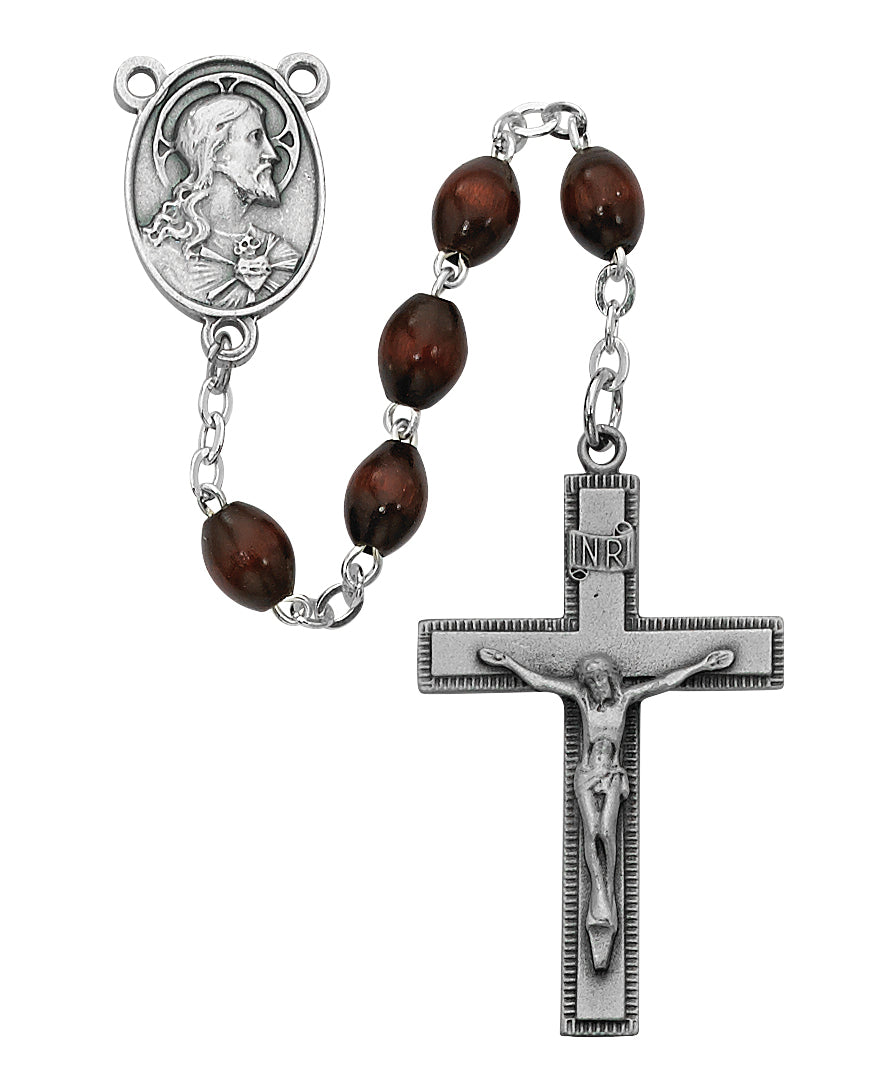 Brown Wood Rosary  (R287DF)