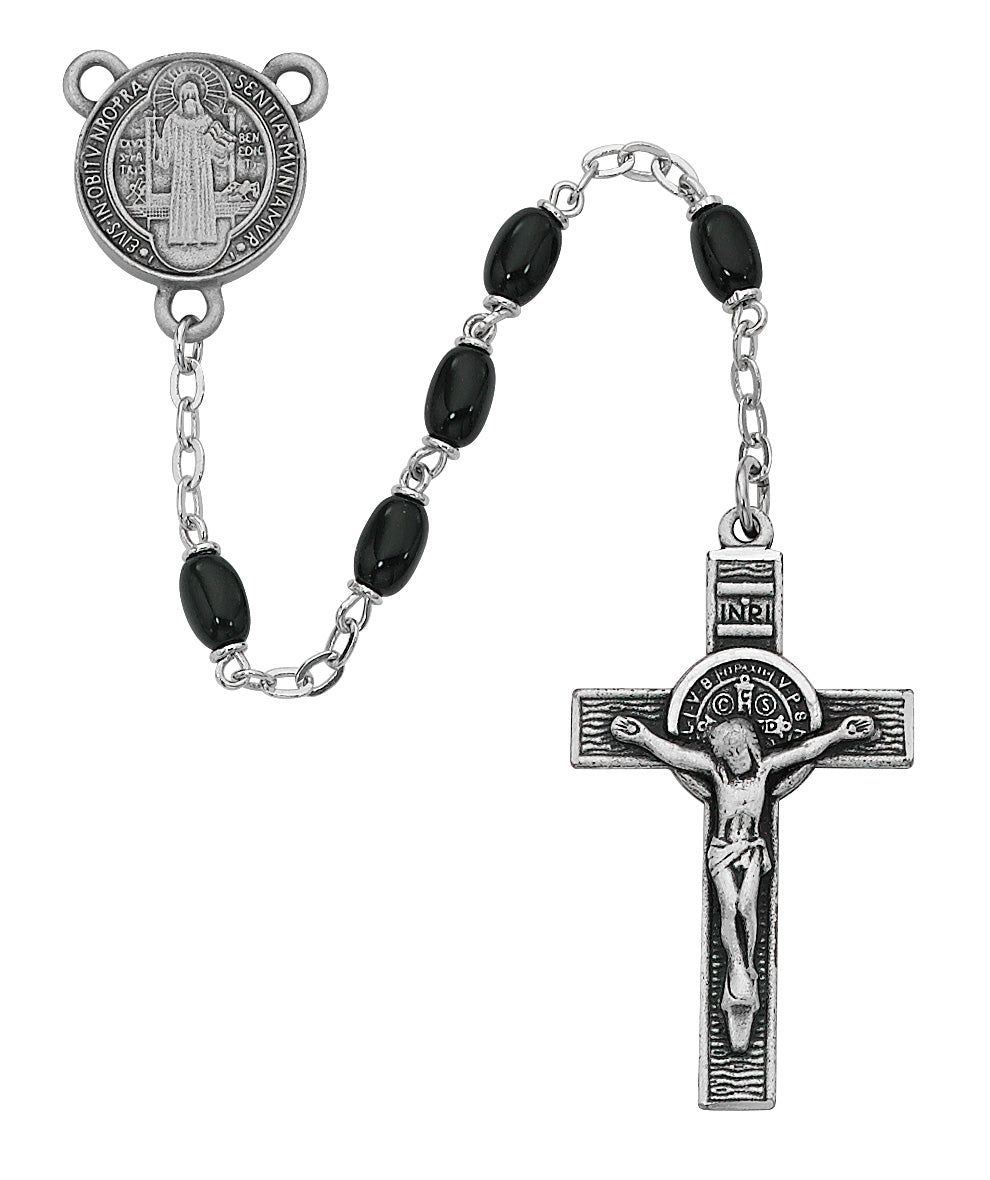 Black Glass St. Benedict Rosary