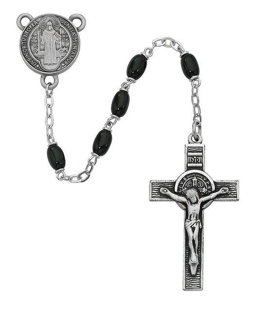 Black Glass St. Benedict Rosary