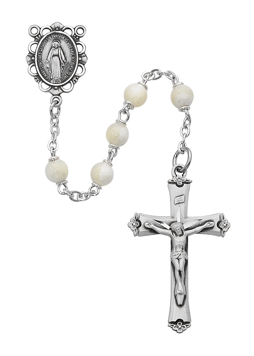 Genuine Mother of Pearl Rosary  (R389RF)