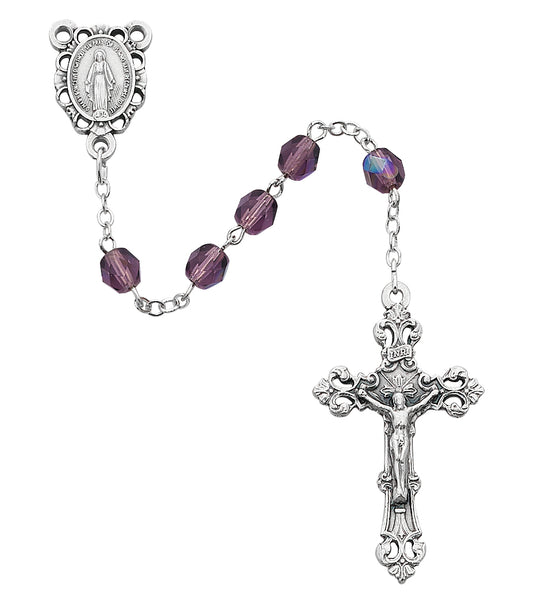Purple Glass February Rosary  (R391-DAG)