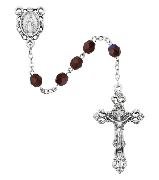 Dark Red Glass January Rosary  (R391-GAG)