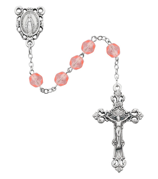 Pink Glass October Rosary  (R391-RSG)