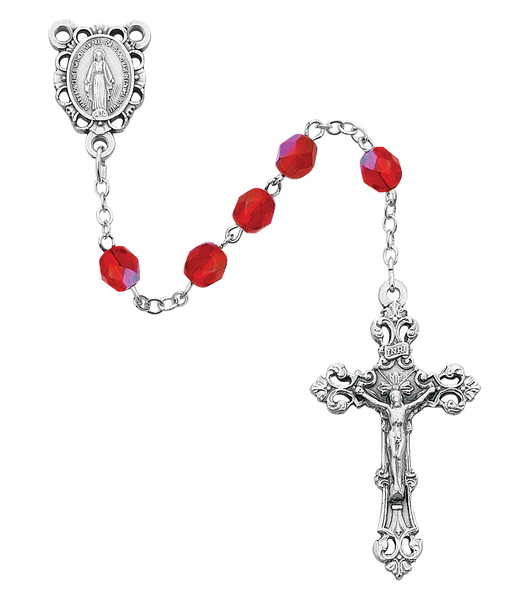 Red Glass July Rosary  (R391-RUG)