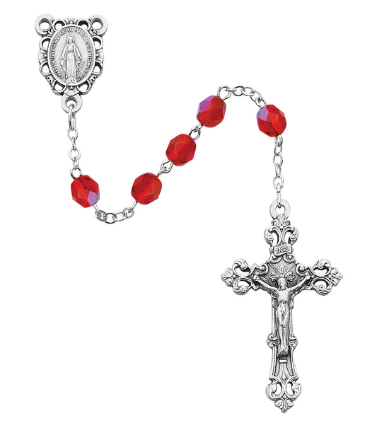 Red Glass July Rosary  (R391-RUG)