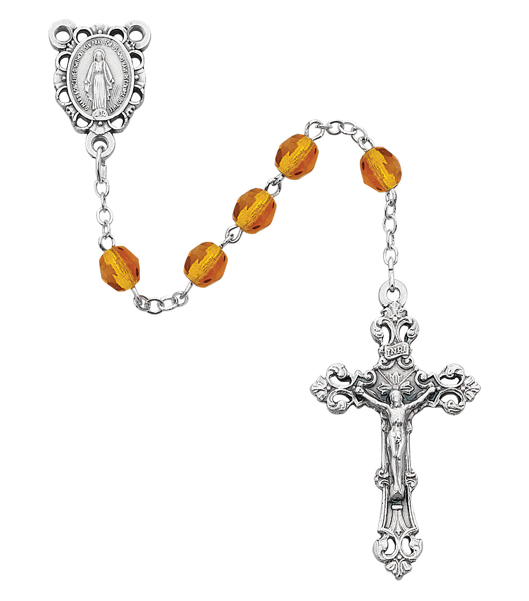 Amber Glass November Rosary  (R391-TOG)