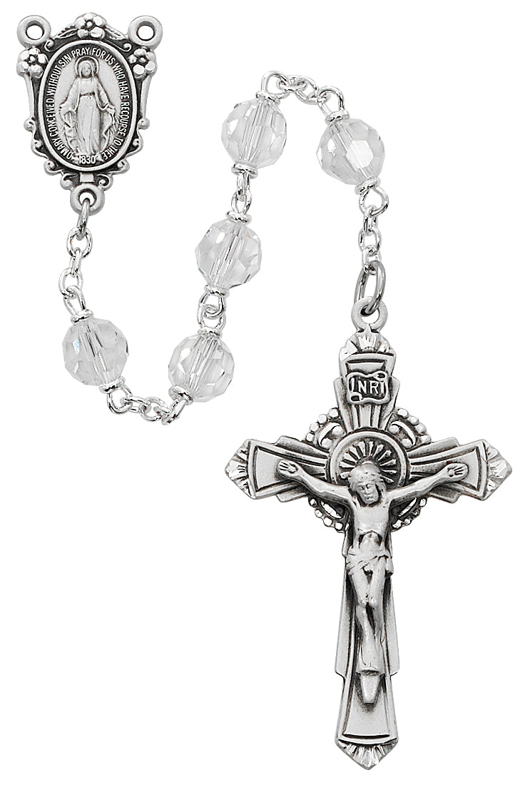 Crystal Tin Cut Rosary