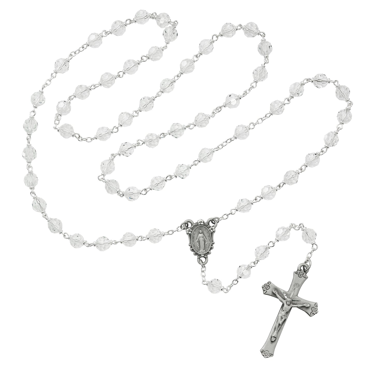 Crystal Tin Cut Rosary  (R407DF)