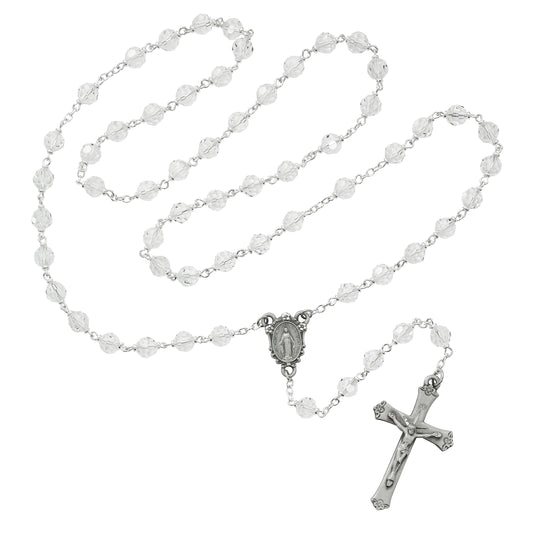 Crystal Tin Cut Rosary  (R407DF)