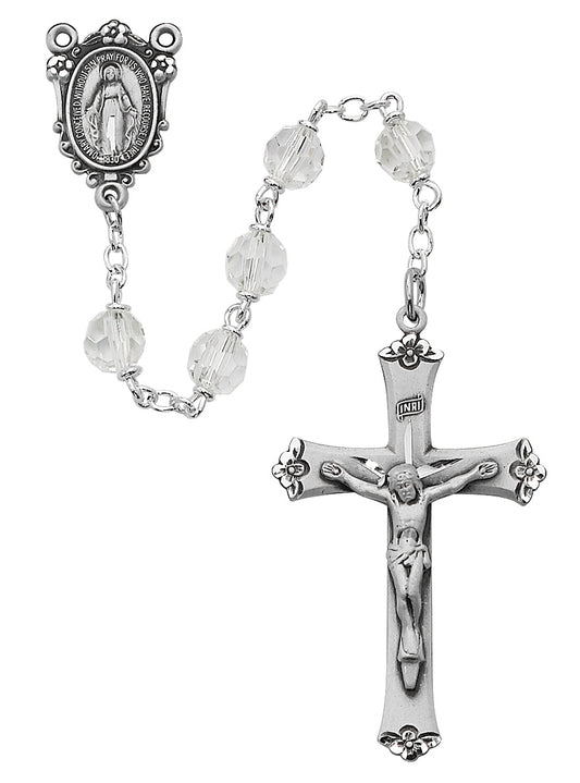 Crystal Tin Cut Rosary  (R407LF)