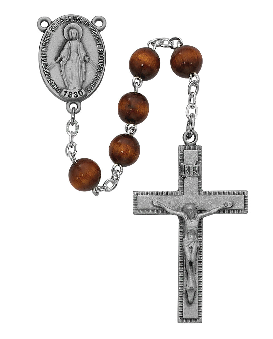 Brown Round Wood Rosary