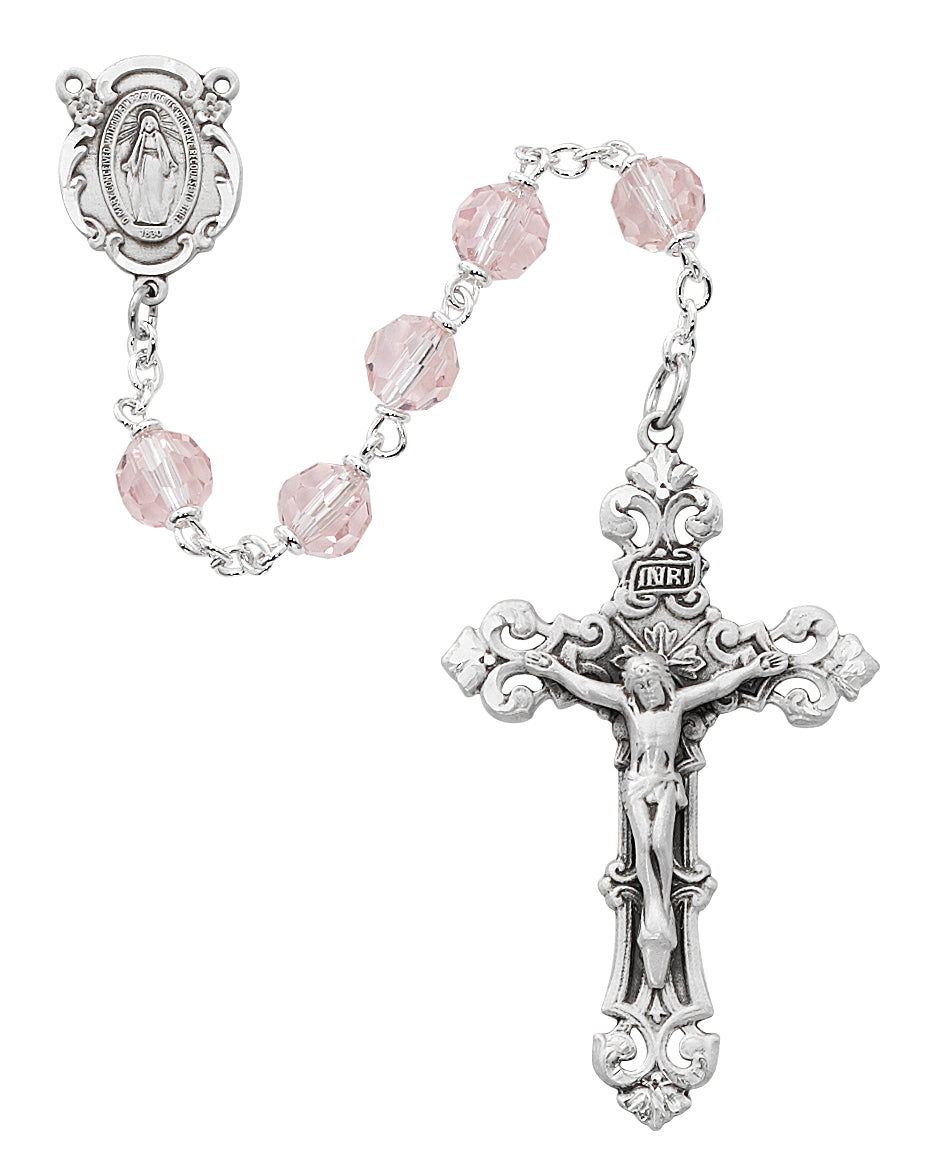 Pink Crystal Rosary  (R479RF)