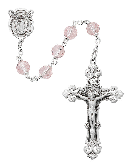 Pink Crystal Rosary  (R479RF)