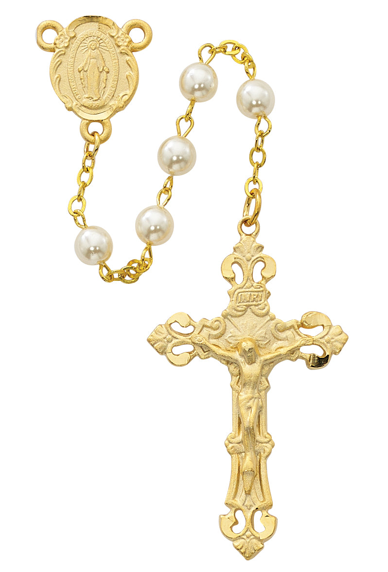 Pearl Like Glass Rosary  (R491HF)