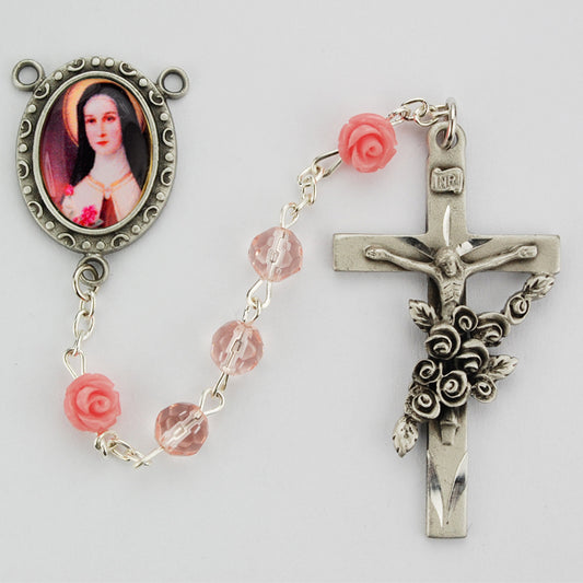 Pink Glass Therese Rosary