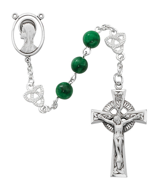 Irish Jade Glass Rosary  (R524SF)