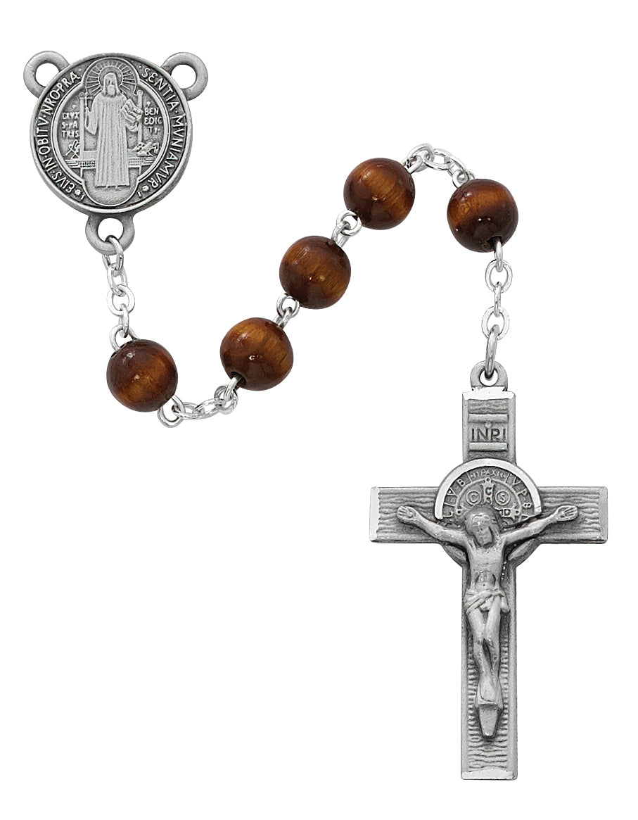 Brown Wood St. Benedict Rosary  (R546DF)