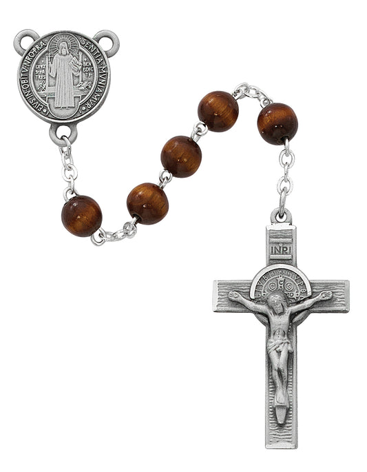 Brown Wood St. Benedict Rosary  (R546DF)