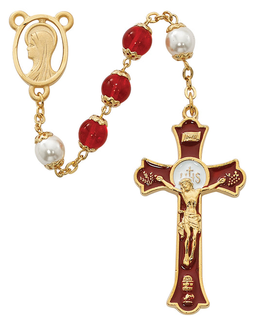 Red Holy Mass Crucifix Rosary