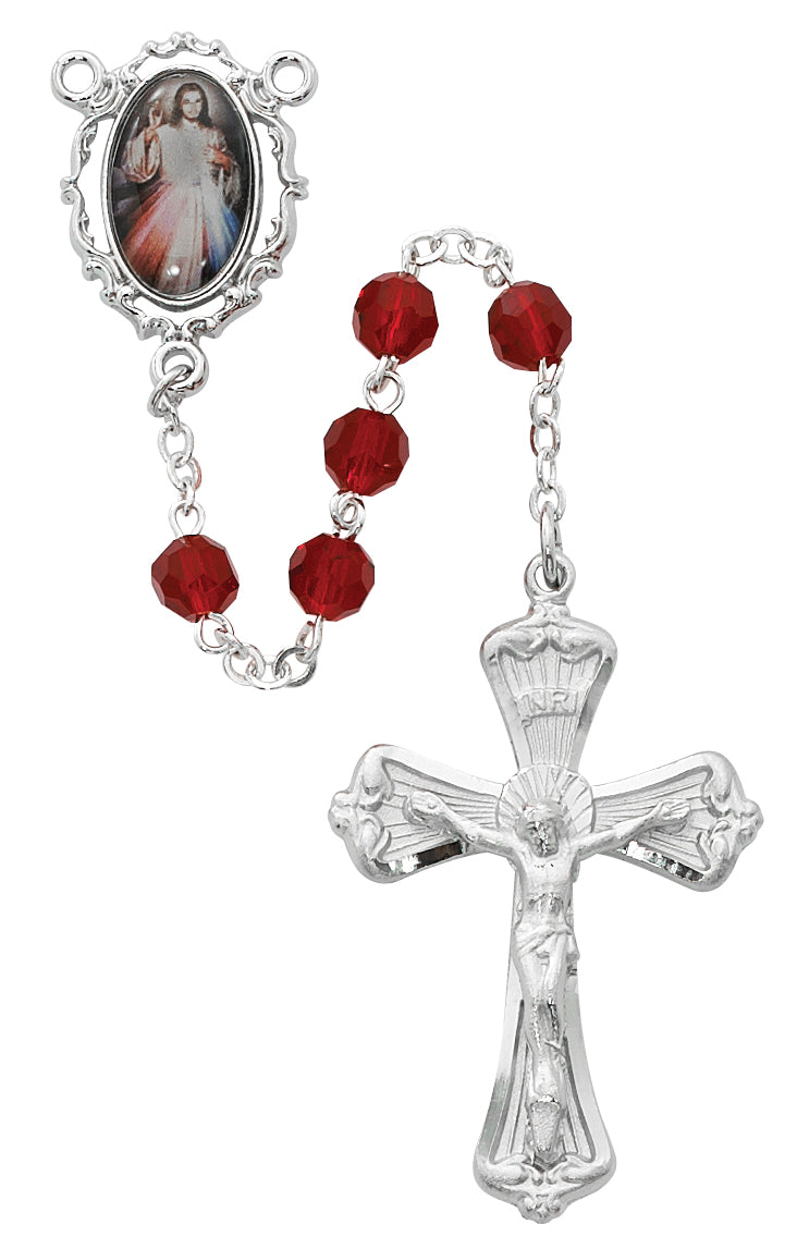 Dark Red Divine Mercy Rosary .