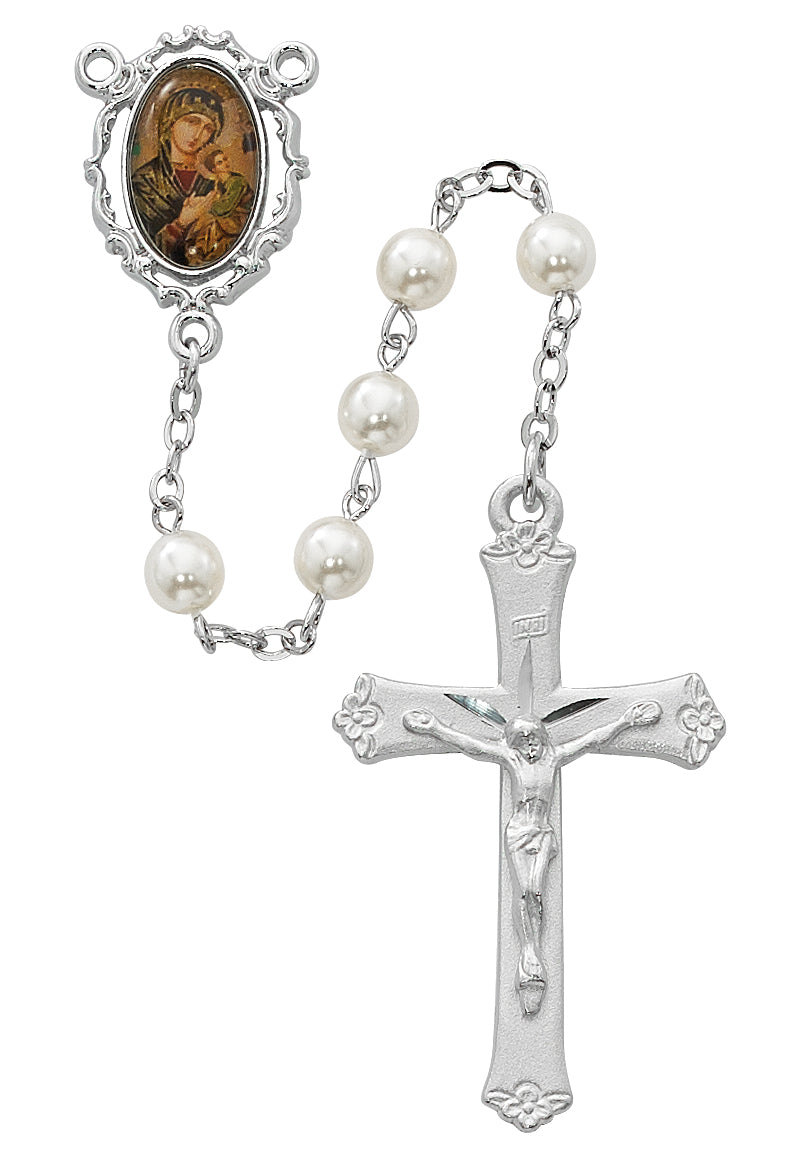 Pearl Like Glass Perpetual Help Rosary