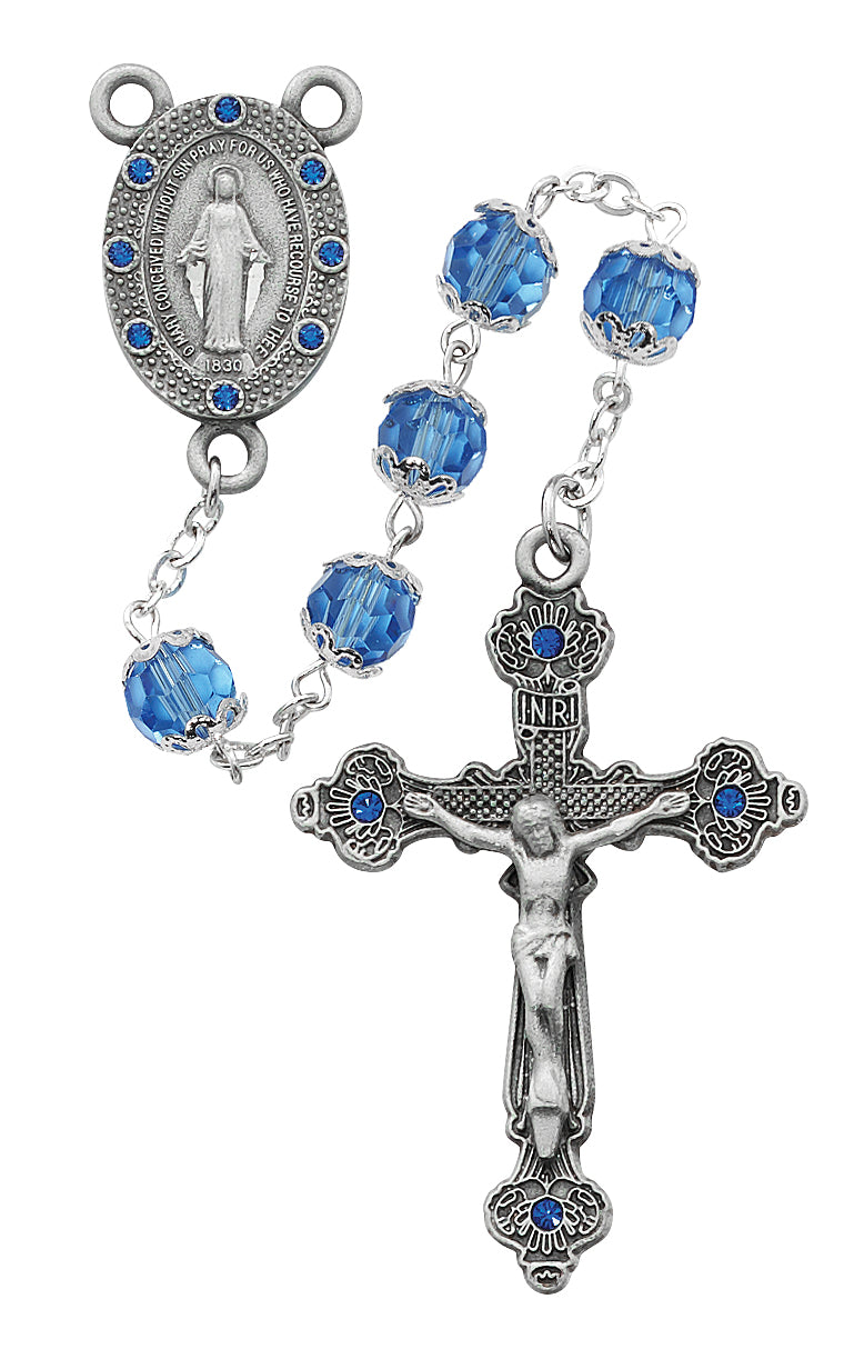 Blue Capped Glass Rosary