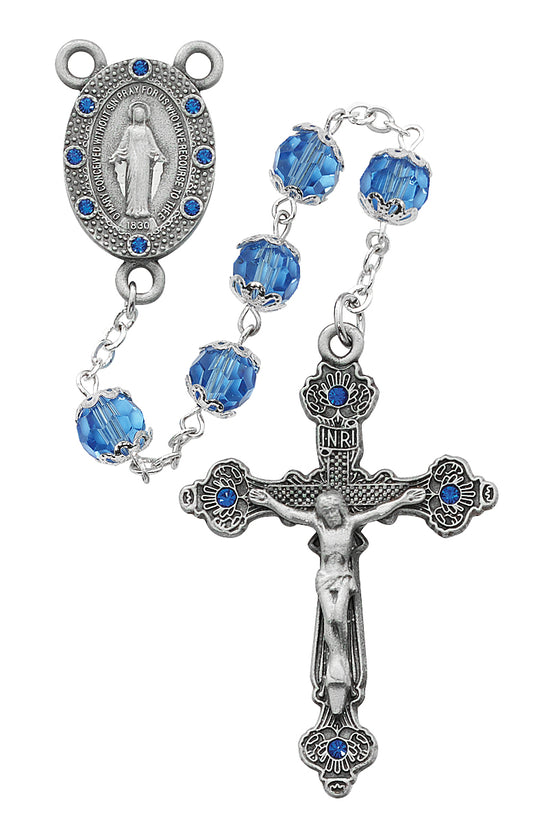 Blue Capped Glass Rosary