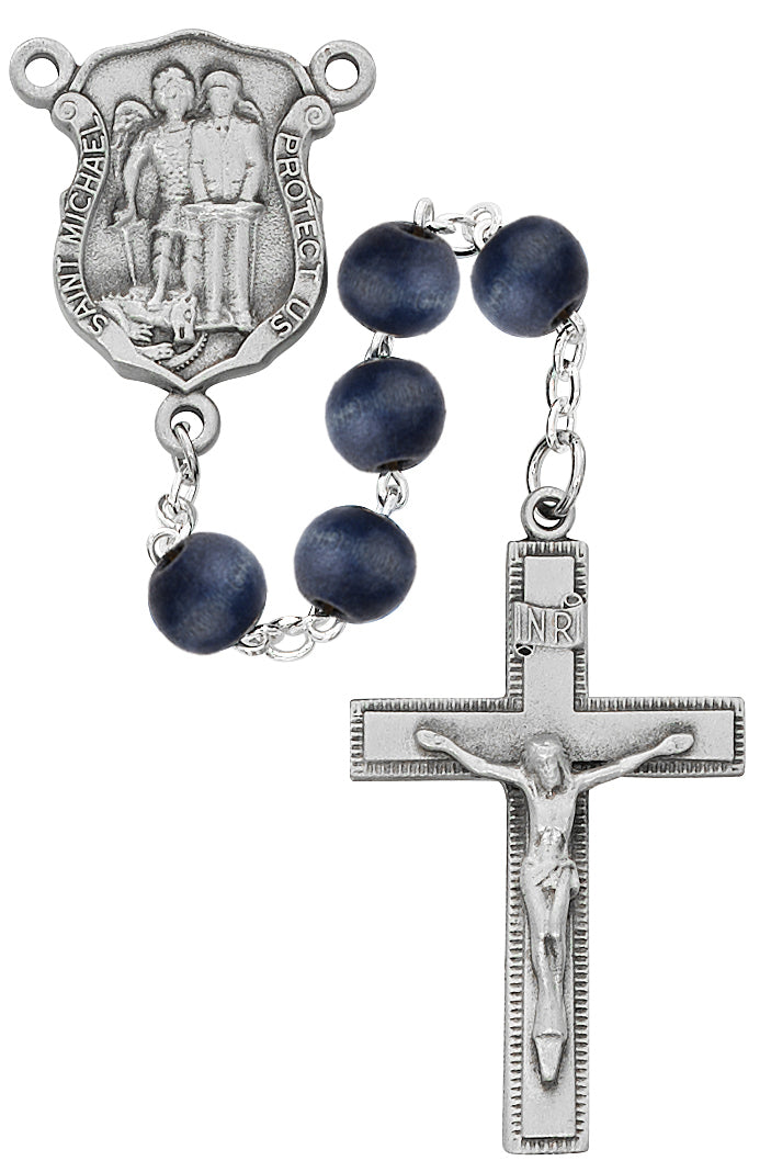 Blue Wood With Michael Police Rosary
