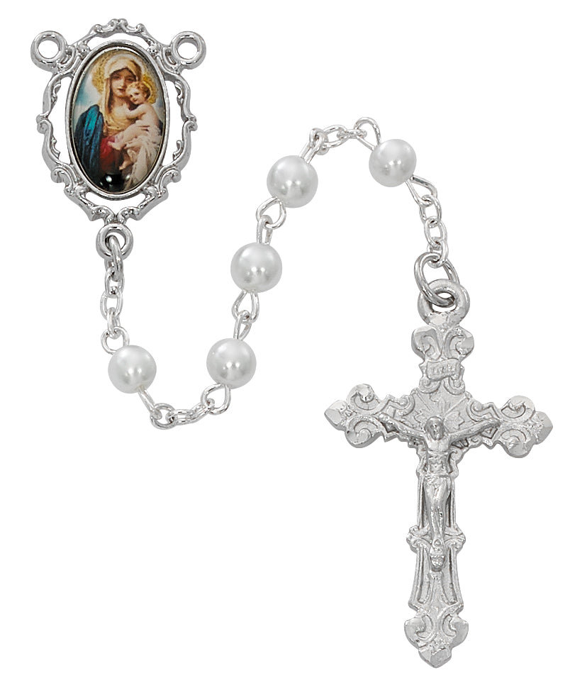 White Mother & Child Decal Rosary