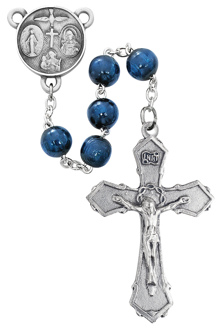 8mm Blue Wood Rosary