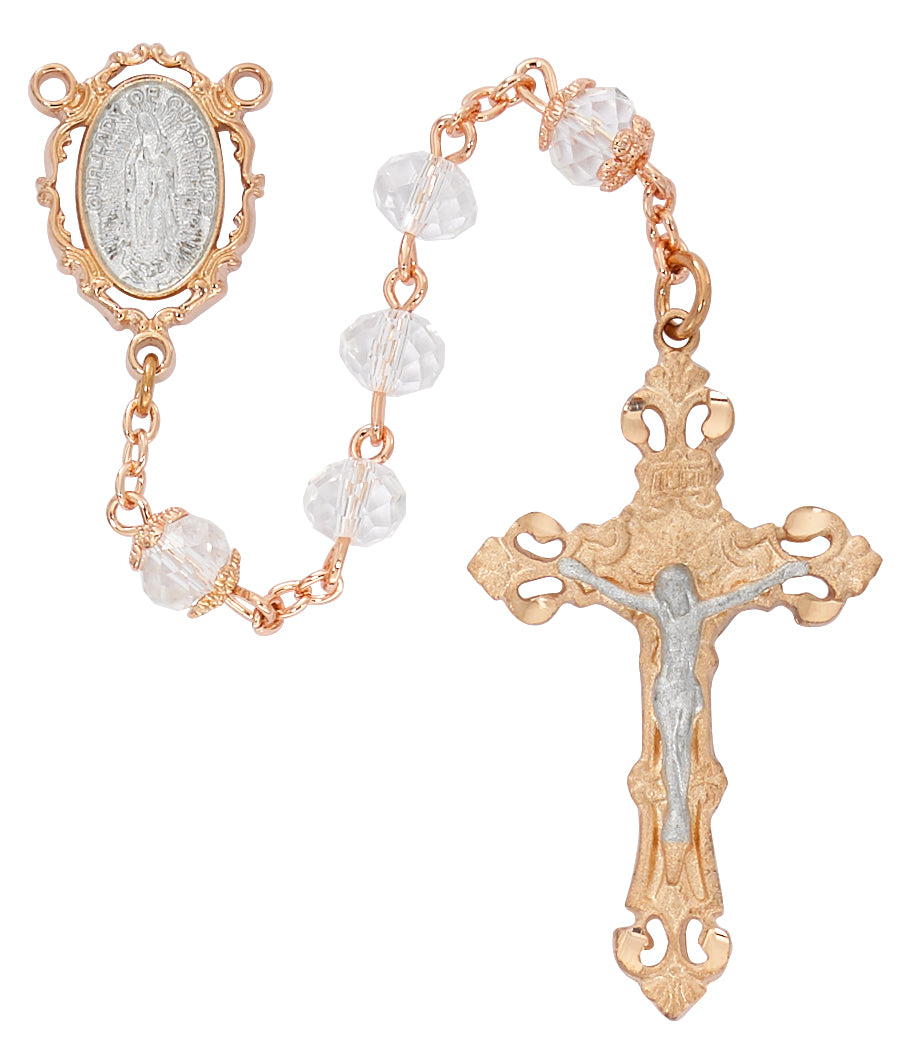 Crystal Rose Gold Guadalupe Rosary