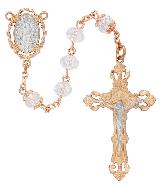 Crystal Rose Gold Guadalupe Rosary