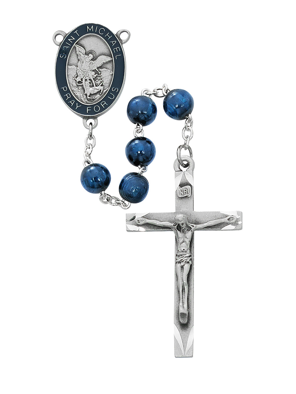 Blue Wood Epoxy St. Michael Rosary