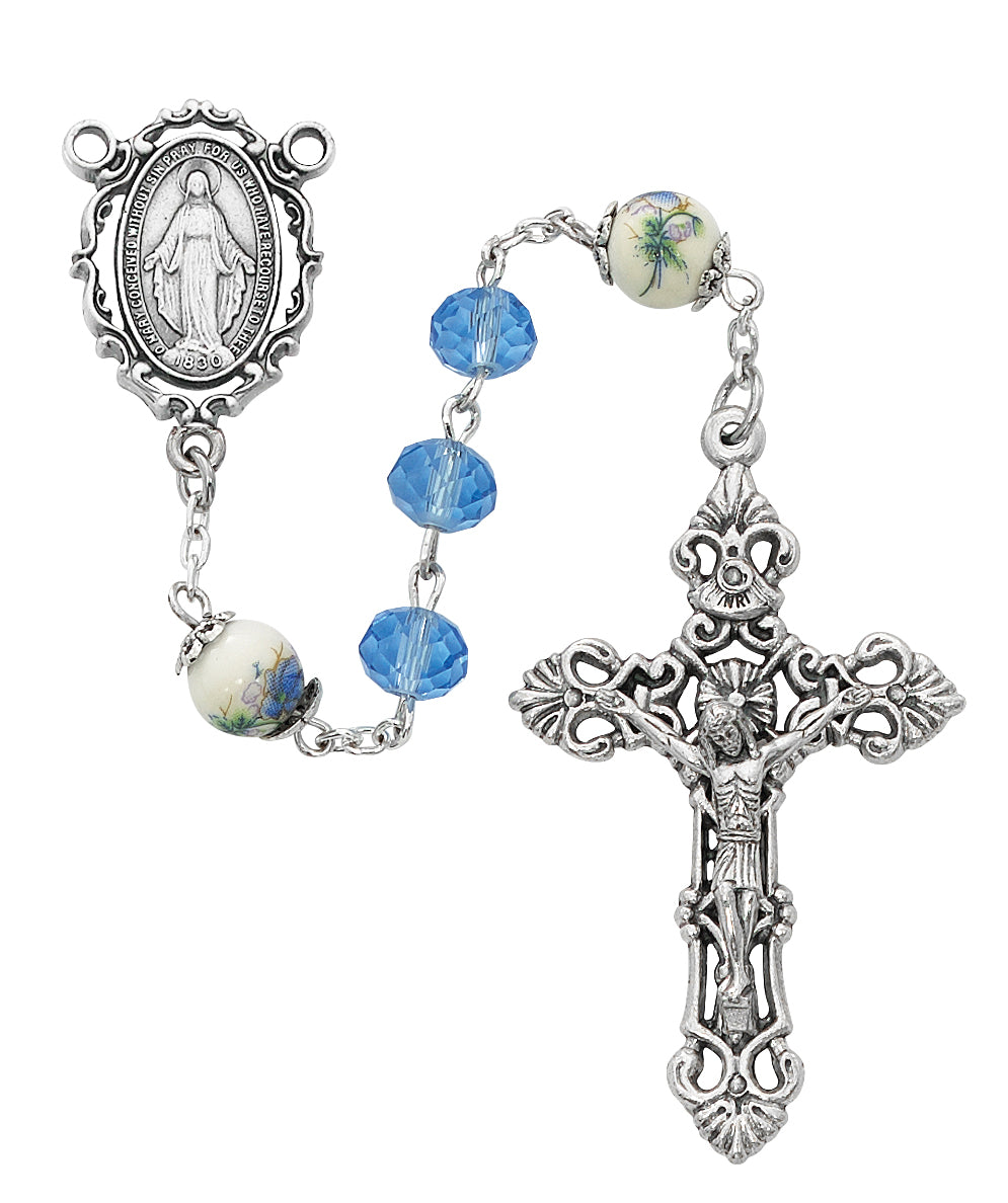 Blue Miraculous Rosary  (R918F)