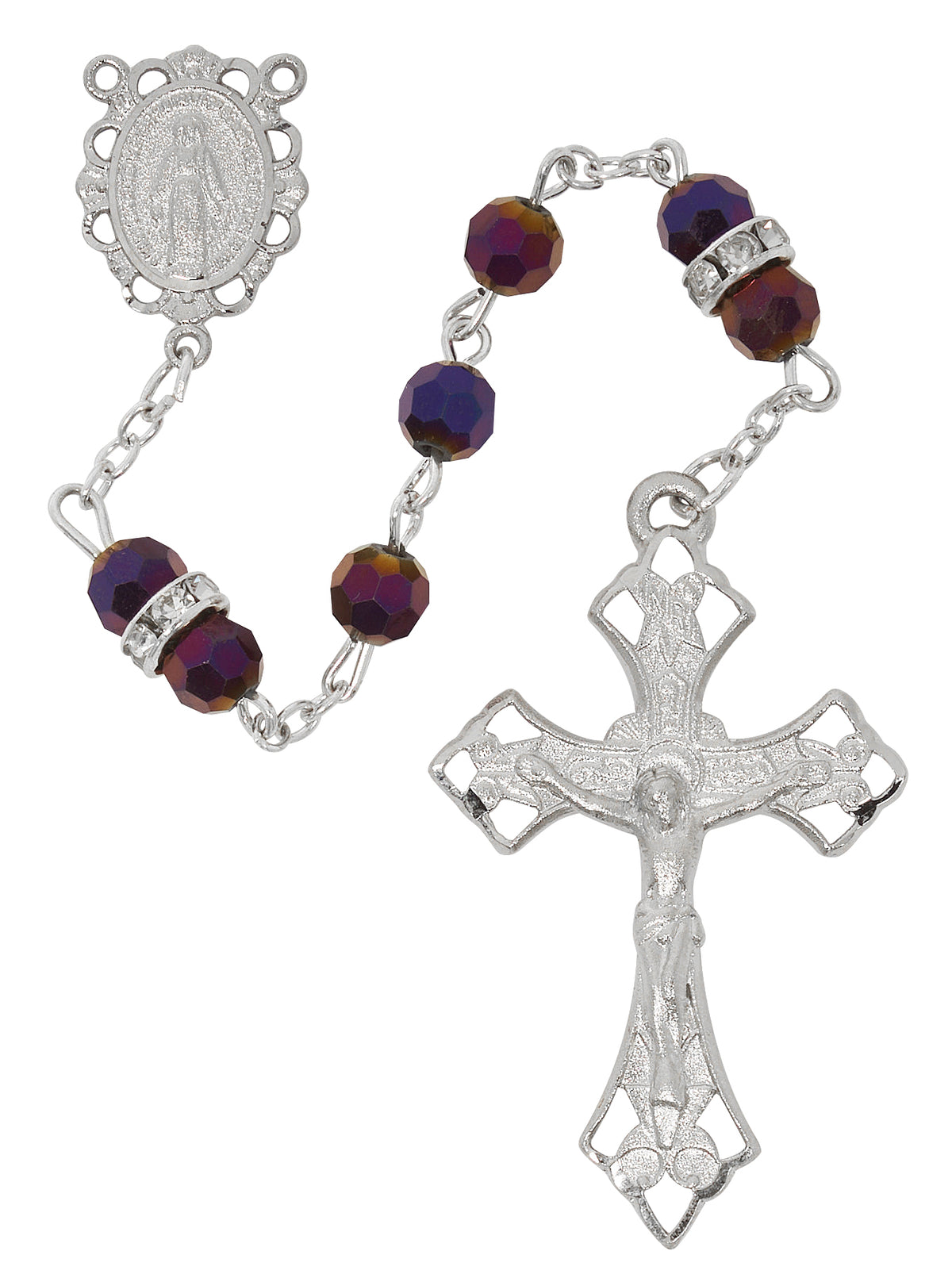 Metallic Purple Crystal Rosary
