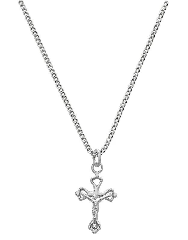 Baby Ornate Crucifix Necklace - Sterling Silver
